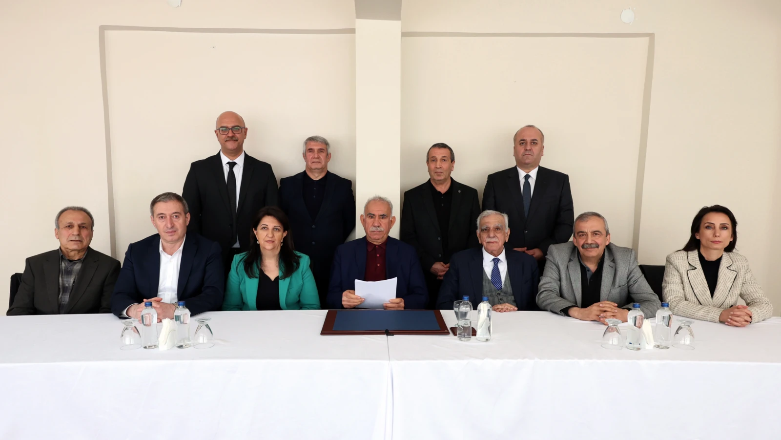 Photo shows Terrorist group PKK ringleader Abdullah Ocalan along with the members of the delegation from Kurdish-oriented Dem Party