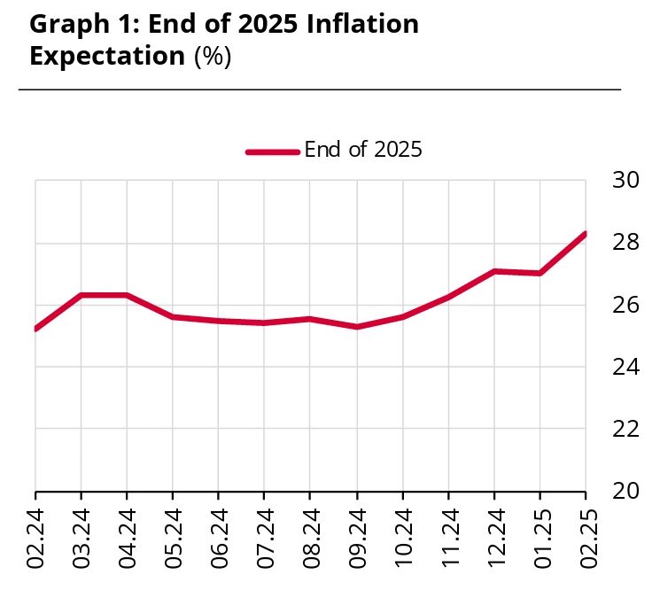 The graph illustrates Türkiye's year-end 2025 inflation expectations