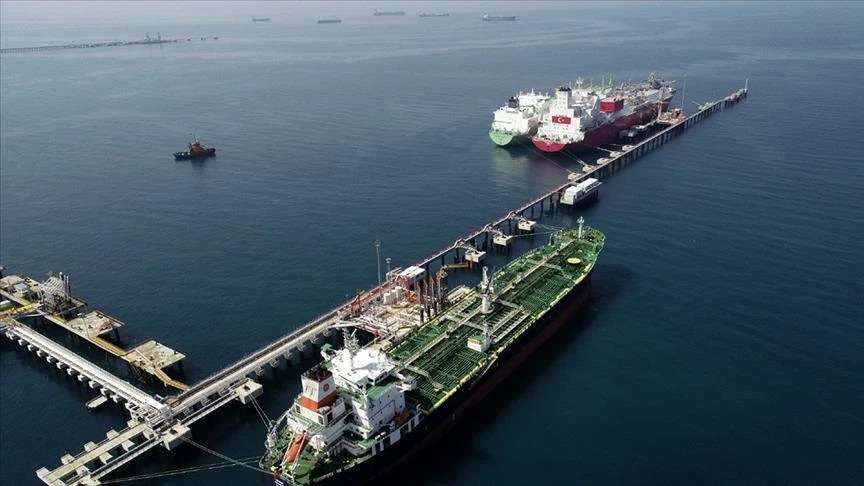 Oil tankers dock at the port