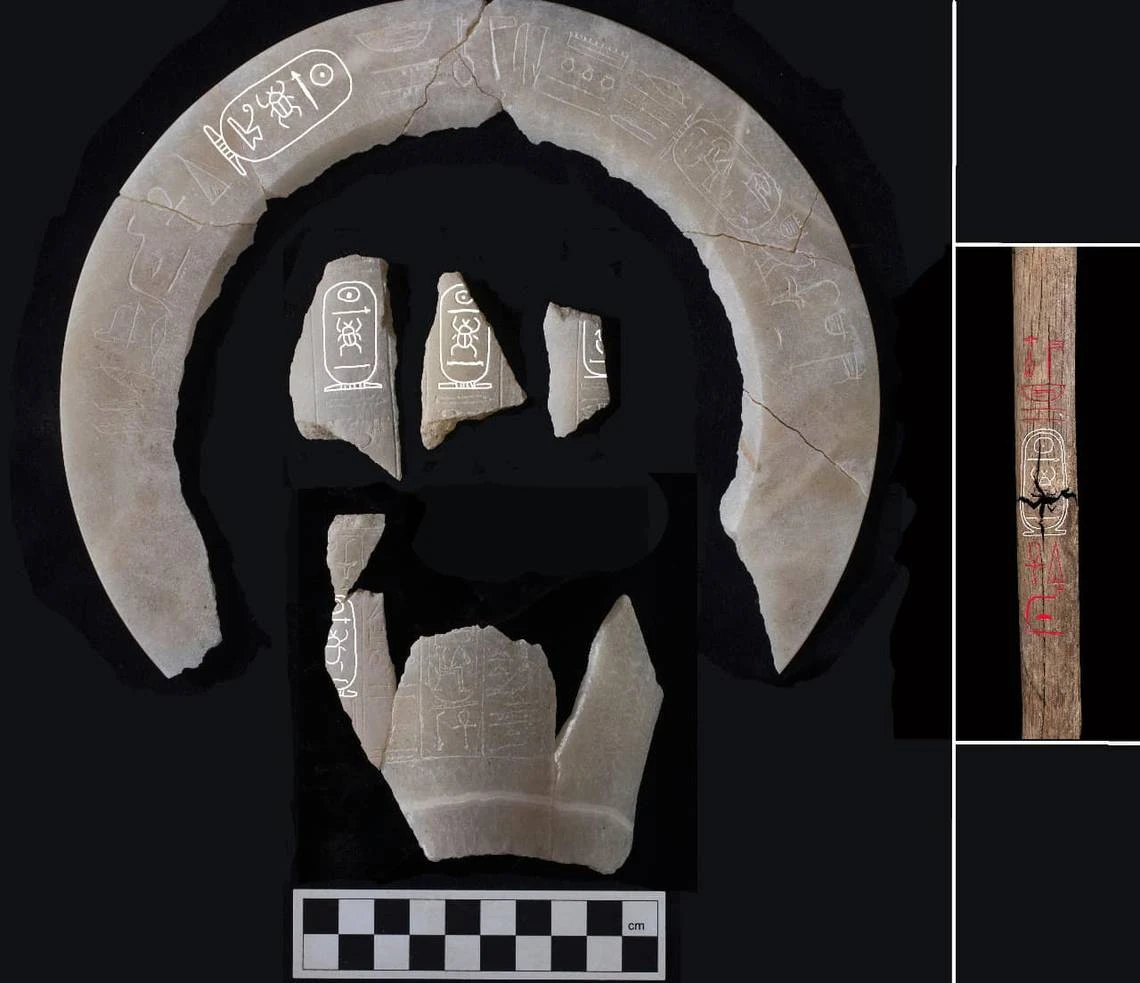 Artifacts from tomb No. C4, connected to King Thutmose II, as discovered by Egypt’s Ministry of Tourism and Antiquities.