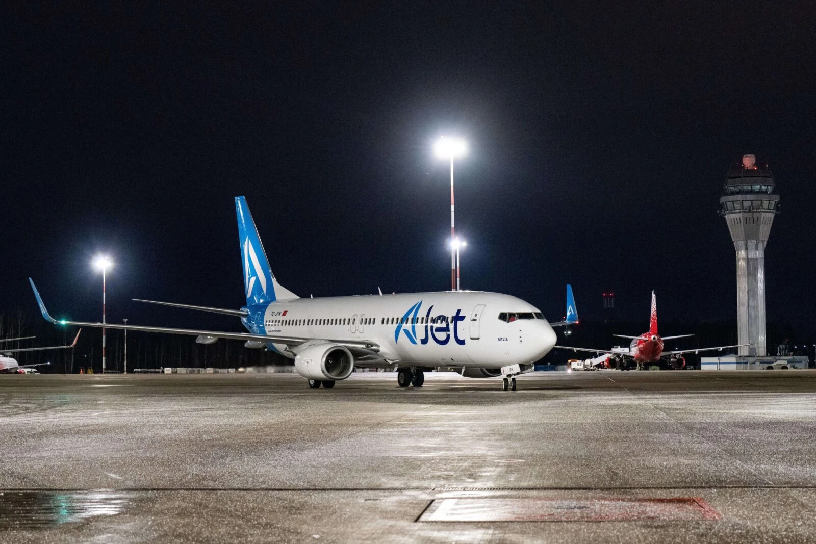 AJet plane on St. Petersburg airport tarmac