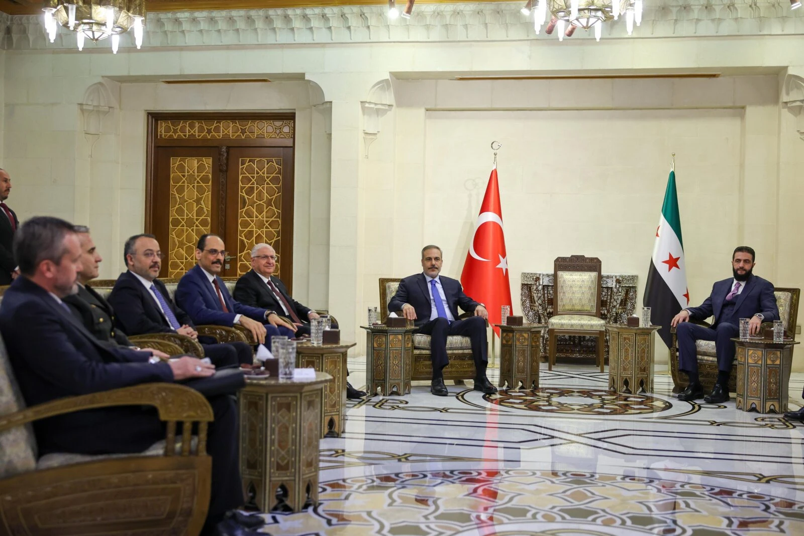 Photo shows Foreign Minister Hakan Fidan, Turkish National Defense Minister Yasar Guler and head of the National Intelligence Organization Ibrahim Kalin.