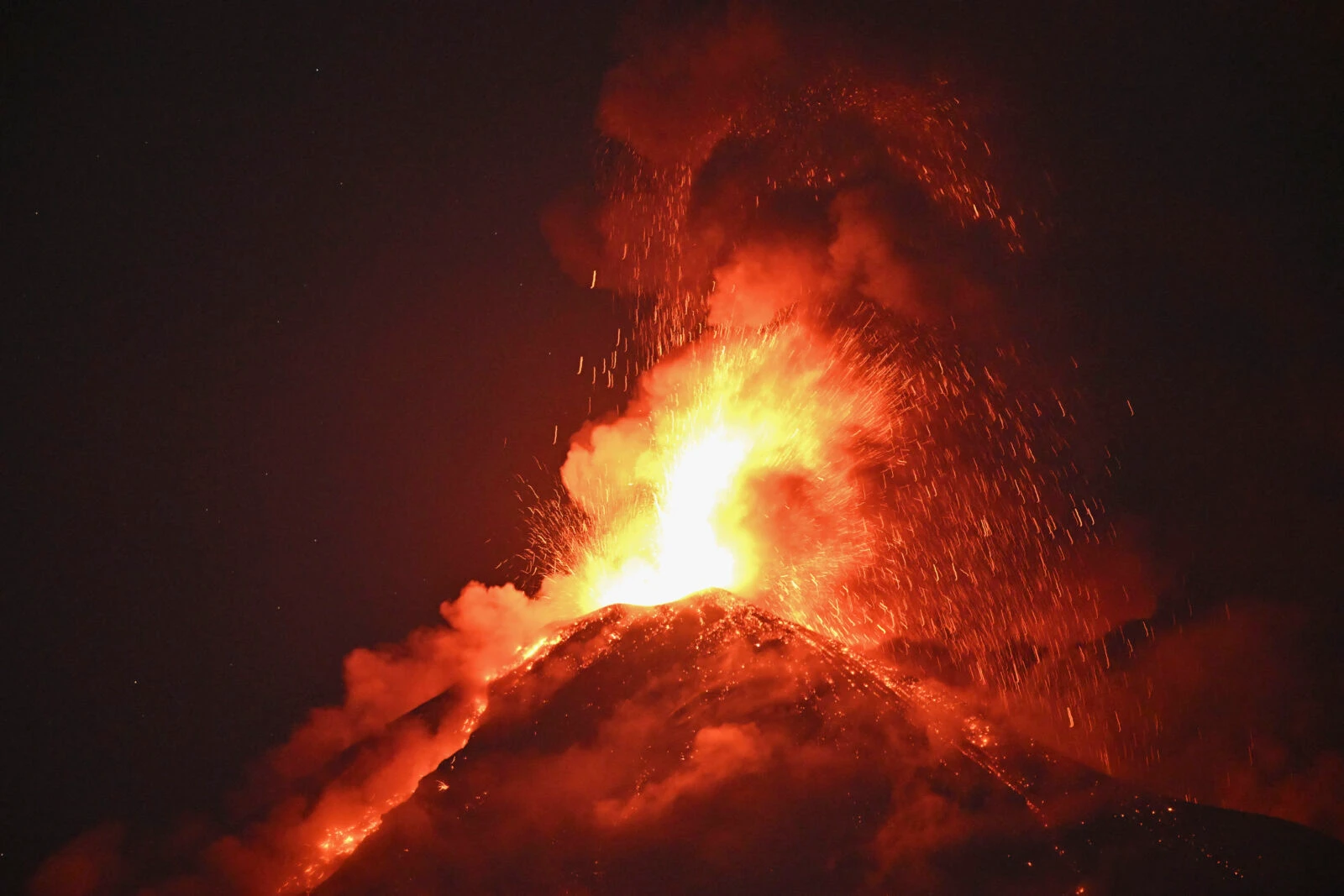 Fuego volcano erupts