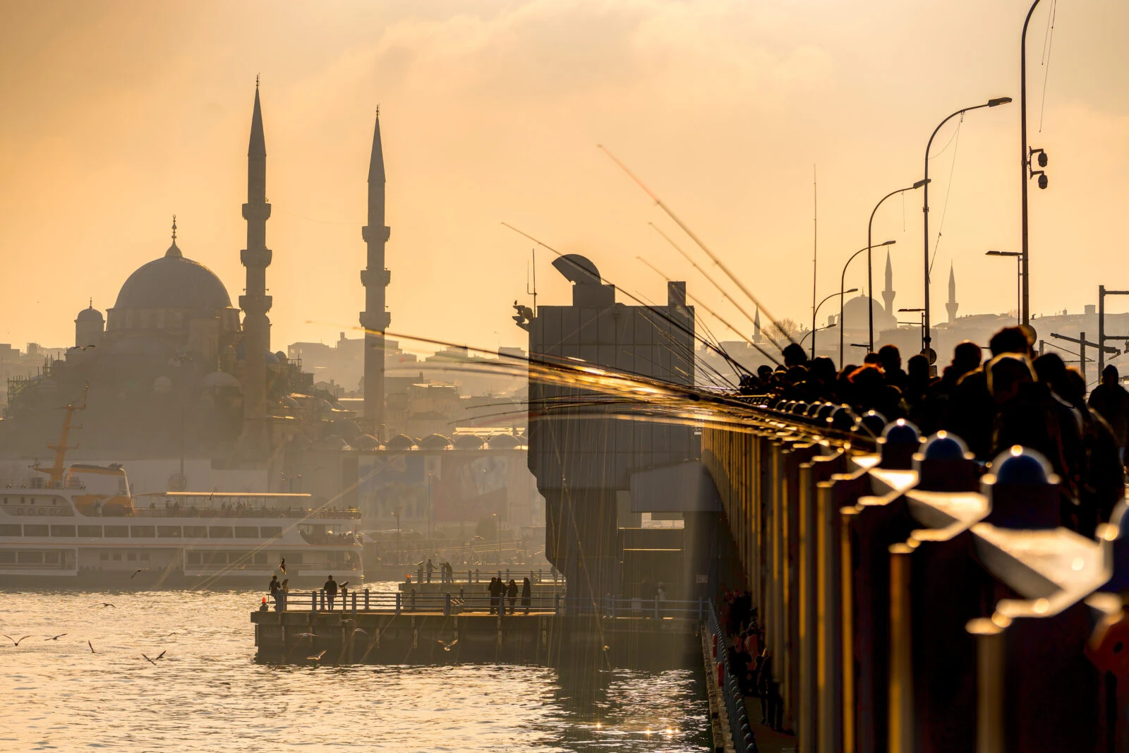 Istanbul, fishing at sunset - Turkey