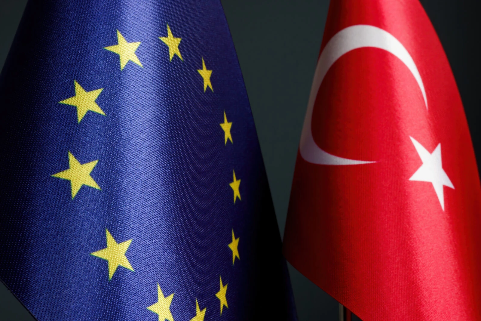 Flags of EU and Turkey near each other