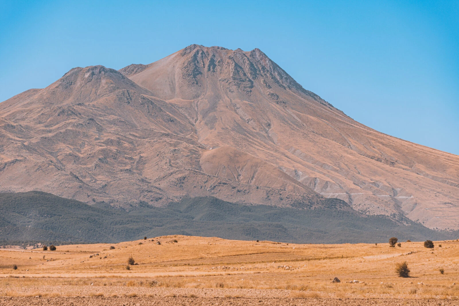 Hasan Dag extinct volcano summit view at autumn time. Travel sights near Aksaray, Cappadocia, Turkiye