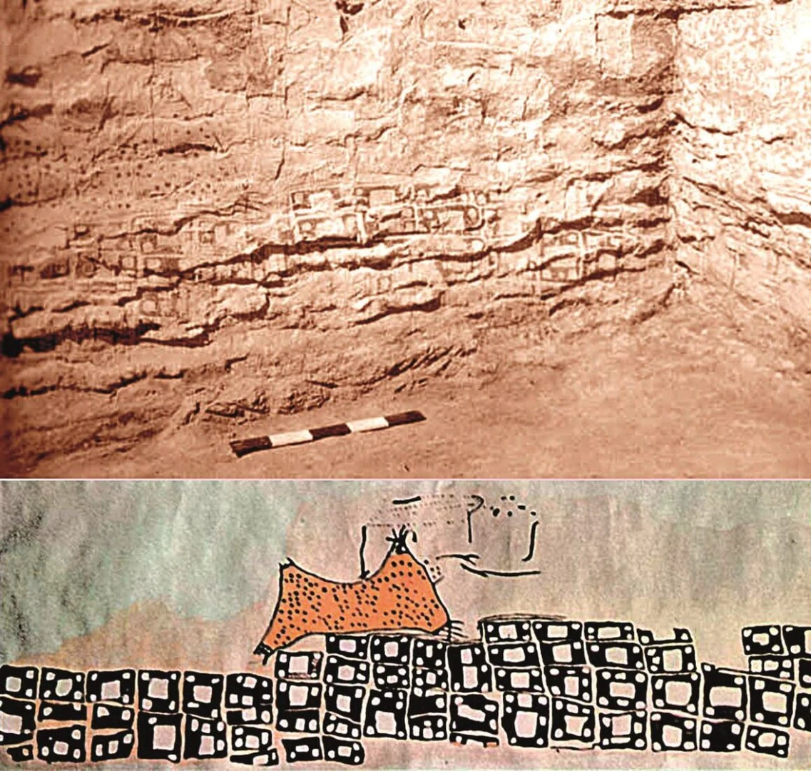 A 9,000-year-old city plan of Çatalhöyük, showing the volcanic eruption of Mount Hasan in the background, marking the earliest known depiction of a volcanic eruption.