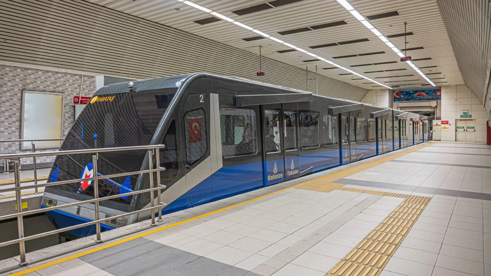 Taksim-Kabatas Funicular station with a stationary train