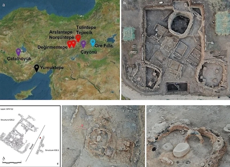 A map or site view illustrating the location of early metallurgical activities in Anatolia and the Gre Filla archaeological site