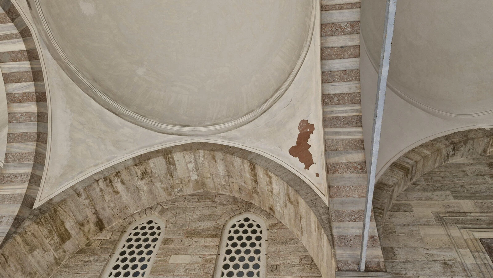 Damage inside Sehzade Mosque in Fatih, Istanbul.