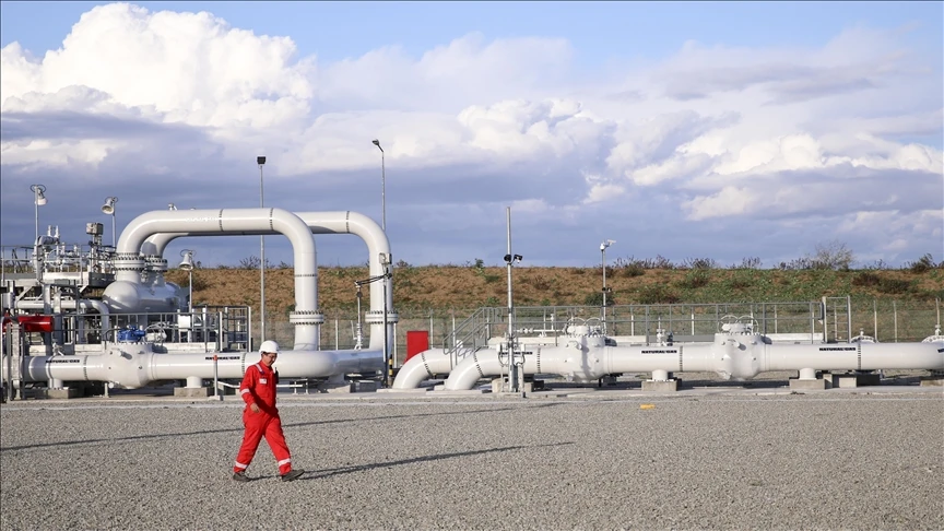 Technician walks near TANAP gas pipeline infrastructure in Türkiye