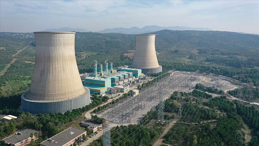 Aerial view of a natural gas power plant