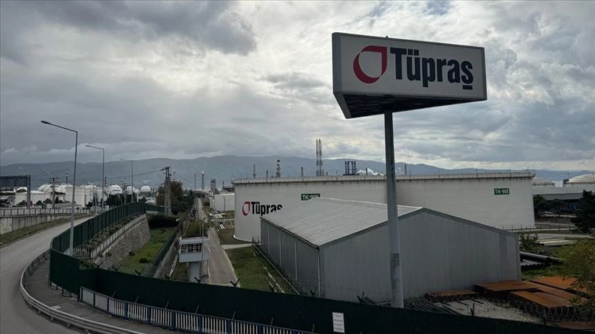 Tupras refinery facility with storage tanks and signage