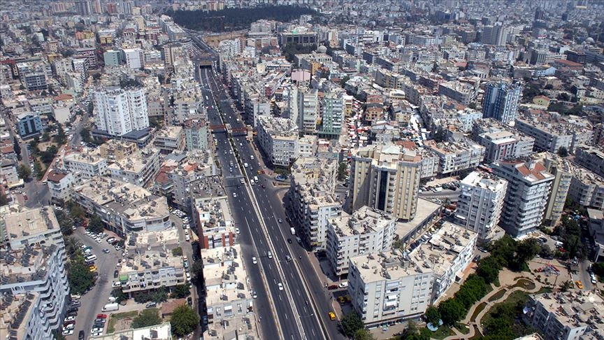 Aerial view of a urban district