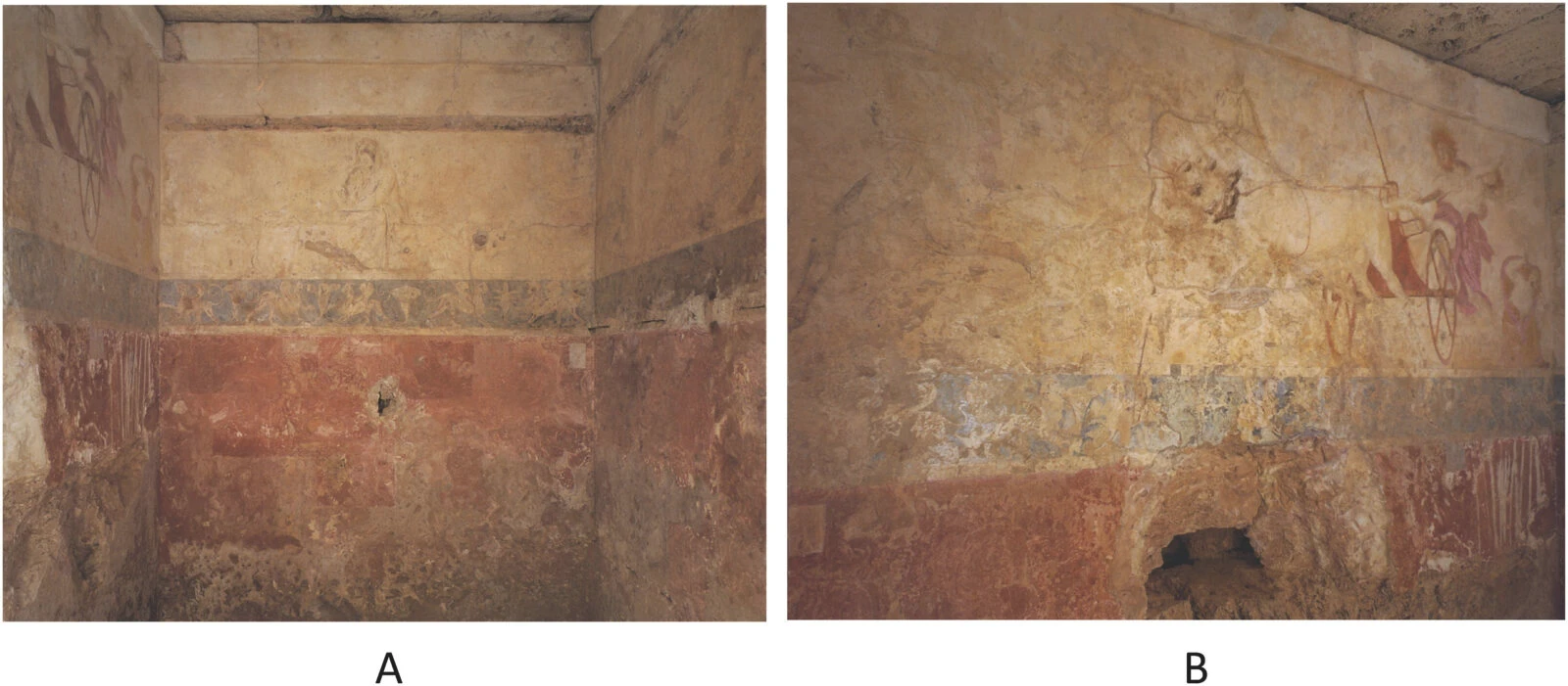 Interior view of Tomb I showing the Abduction of Persephone fresco