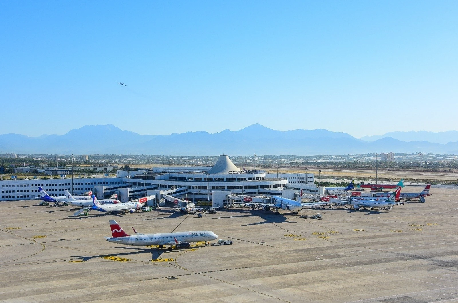 Planes are seen at Antalya Airport,