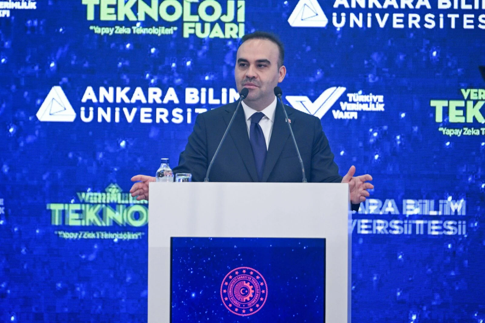 Türkiye to launch first national LLM enriched with Turkish data 3 Minister of Industry and Technology Mehmet Fatih Kacir delivers a speech at the "7th Productivity and Technology Fair" focused on "Artificial Intelligence Technologies" at ATO Congresium in Ankara