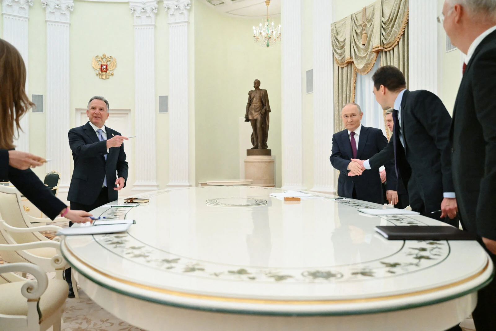 US envoy Witkoff and Putin hold 'constructive' talks on Ukraine 3 Photo shows Russia's President Vladimir Putin (4th R) and US Special Envoy Steve Witkoff (L).