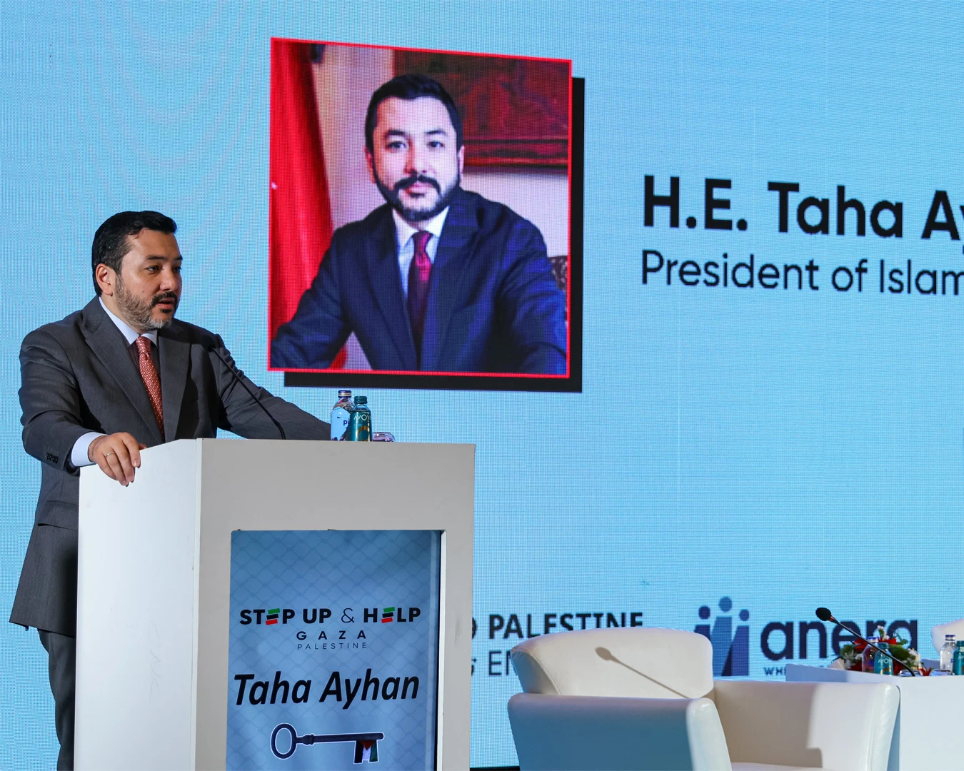 International organizations convene in Istanbul for Gaza 5 ICYF President Taha Ayhan delivers a speech at the "Step Up & Help Gaza